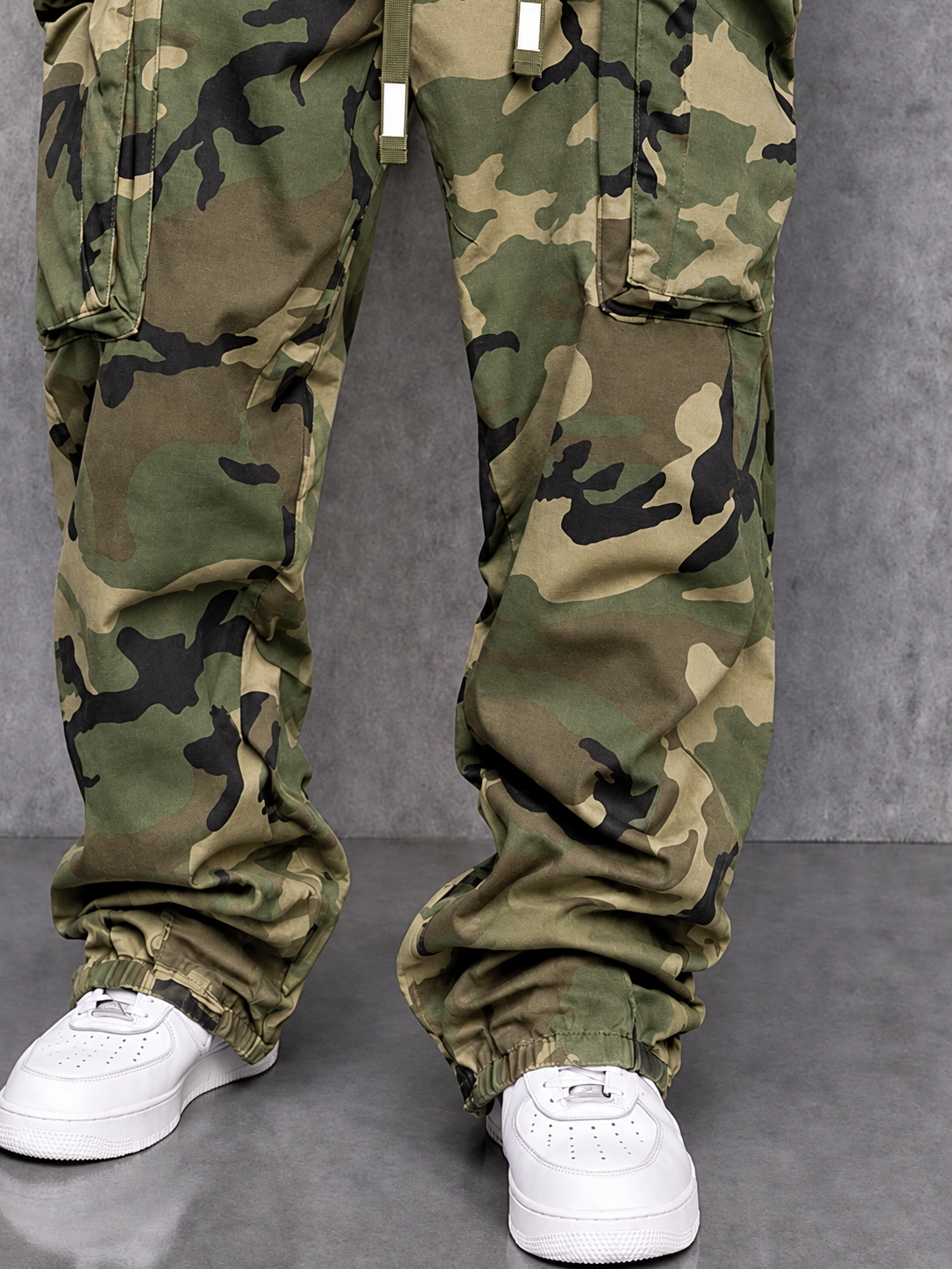 Pantaloni cargo mimetici utility streetwear – Verde militare – vista 6