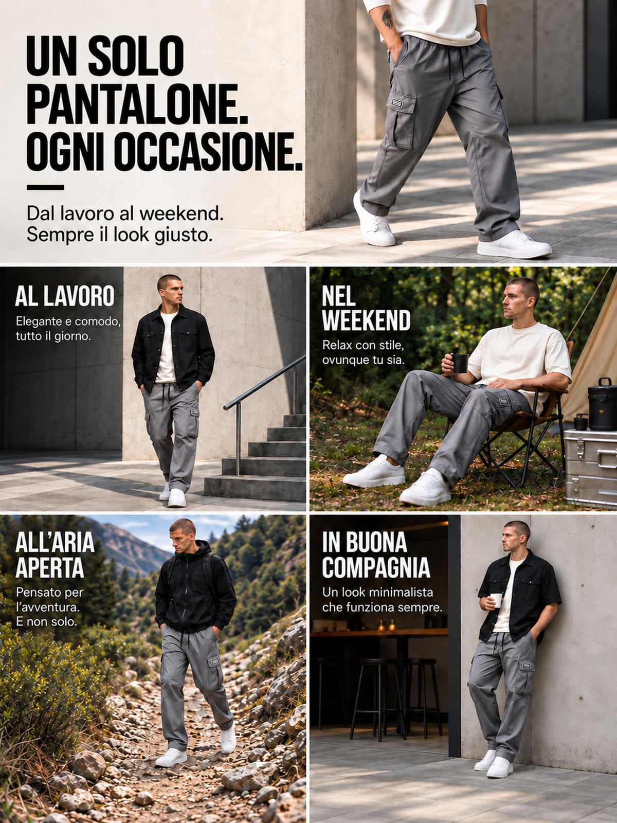 Pantaloni cargo da uomo per lavoro, weekend e tempo libero