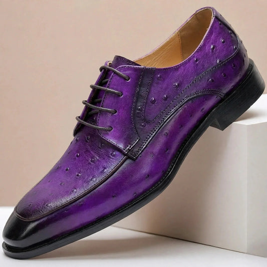 Scarpe Eleganti Tavero in Pelle Pieno Fiore – Viola scuro