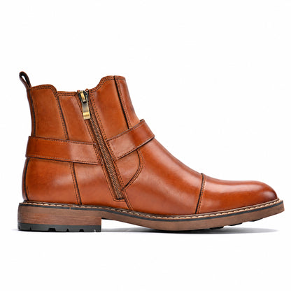 Roadster stivali in pelle color cuoio vista 2
