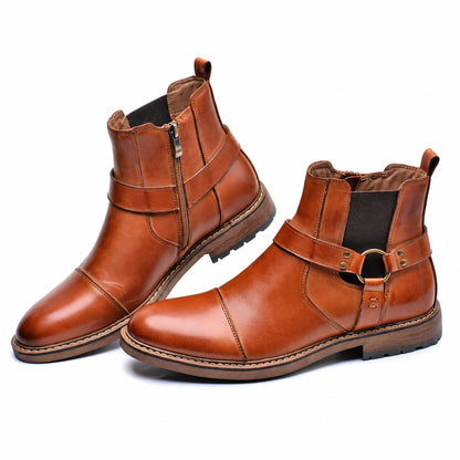 Roadster stivali in pelle color cuoio vista 4