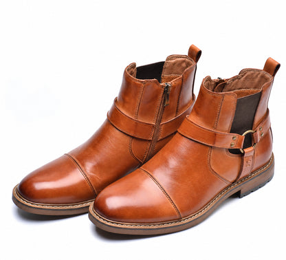 Roadster stivali in pelle color cuoio vista 5