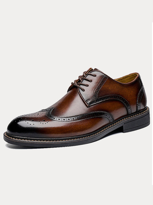Scarpe brogue Wingtip in pelle marrone