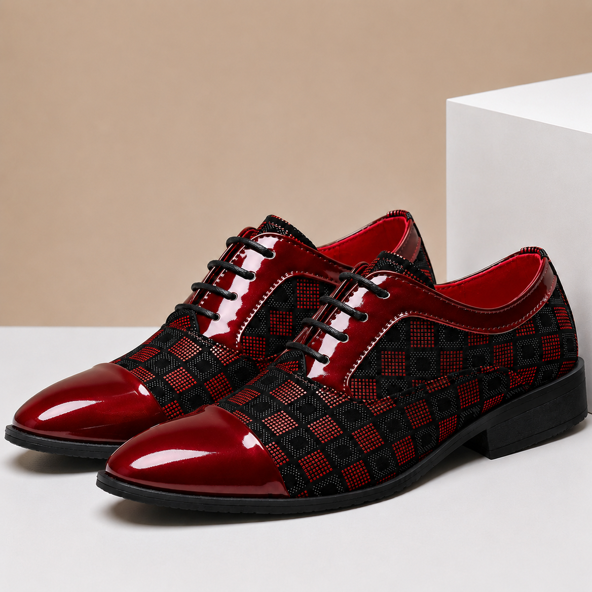 Scarpe Valente rosse in vera pelle – vista della coppia