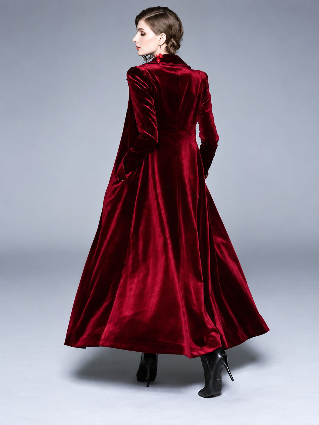 Serafina, Cappotto in velluto con rever a contrasto, vista 4