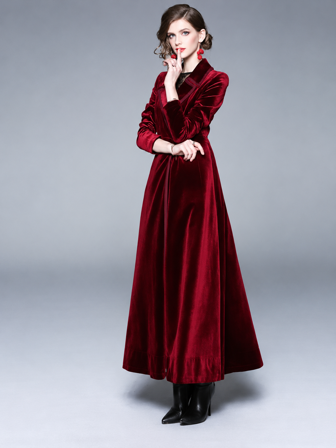 Serafina, Cappotto in velluto con rever a contrasto, vista 7
