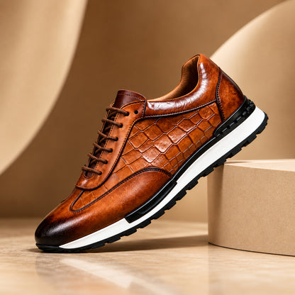 Sneakers Moretti in pelle marrone intenso vista prodotto