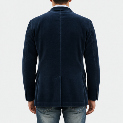 Blazer Tommy in velluto blu scuro, vista posteriore