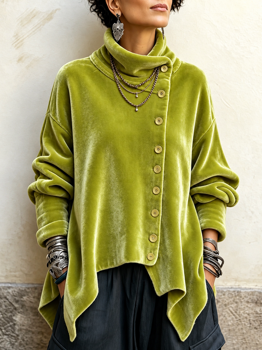 Top Chic in Velluto | Verde | Vista frontale