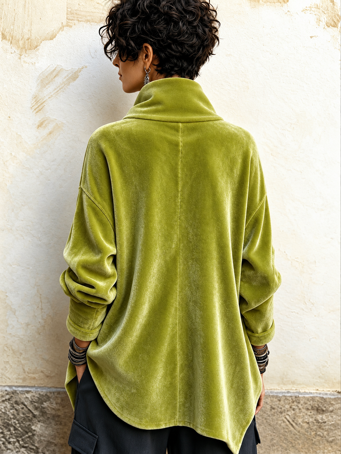 Top Chic in Velluto | Verde | Vista posteriore