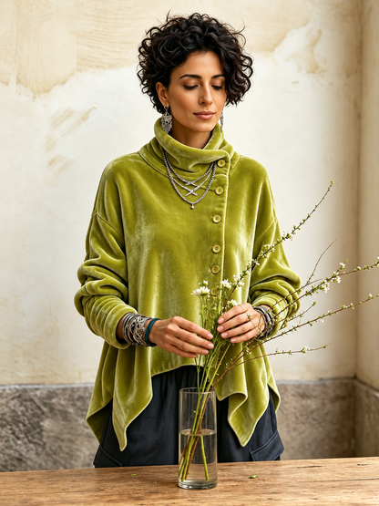 Top Chic in Velluto | Verde | Dettaglio indossato