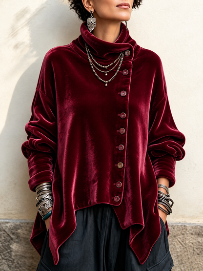 Top Chic in Velluto | Borgogna | Vista frontale